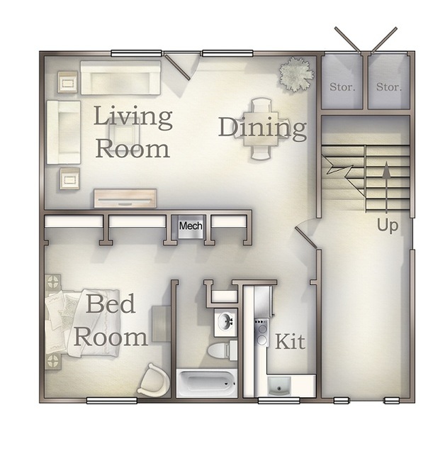 One Bedroom Down floor plan